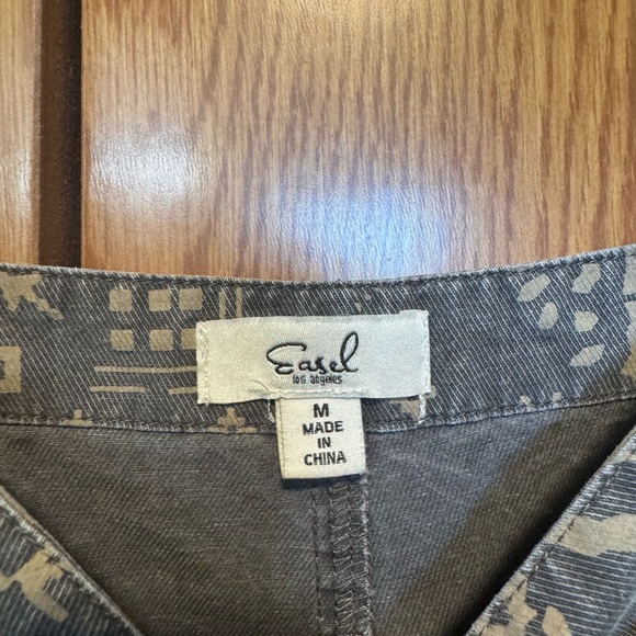 Easel Patterned Overalls in Gray and Cream Medium - Picture 3 of 7